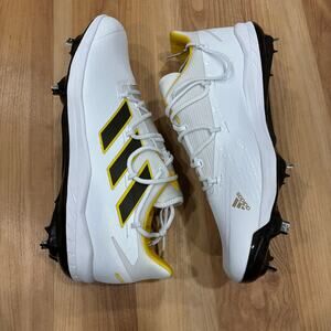 Adidas Adizero Baseball Metal Cleats White Yellow Brown Padres GX5836, Mens 13.5